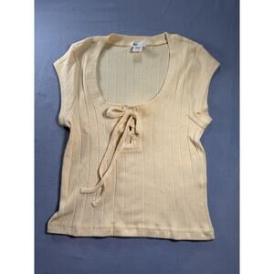Womens Light Yellow Lace Up Billabong Crop Top Size Small New Without Tags